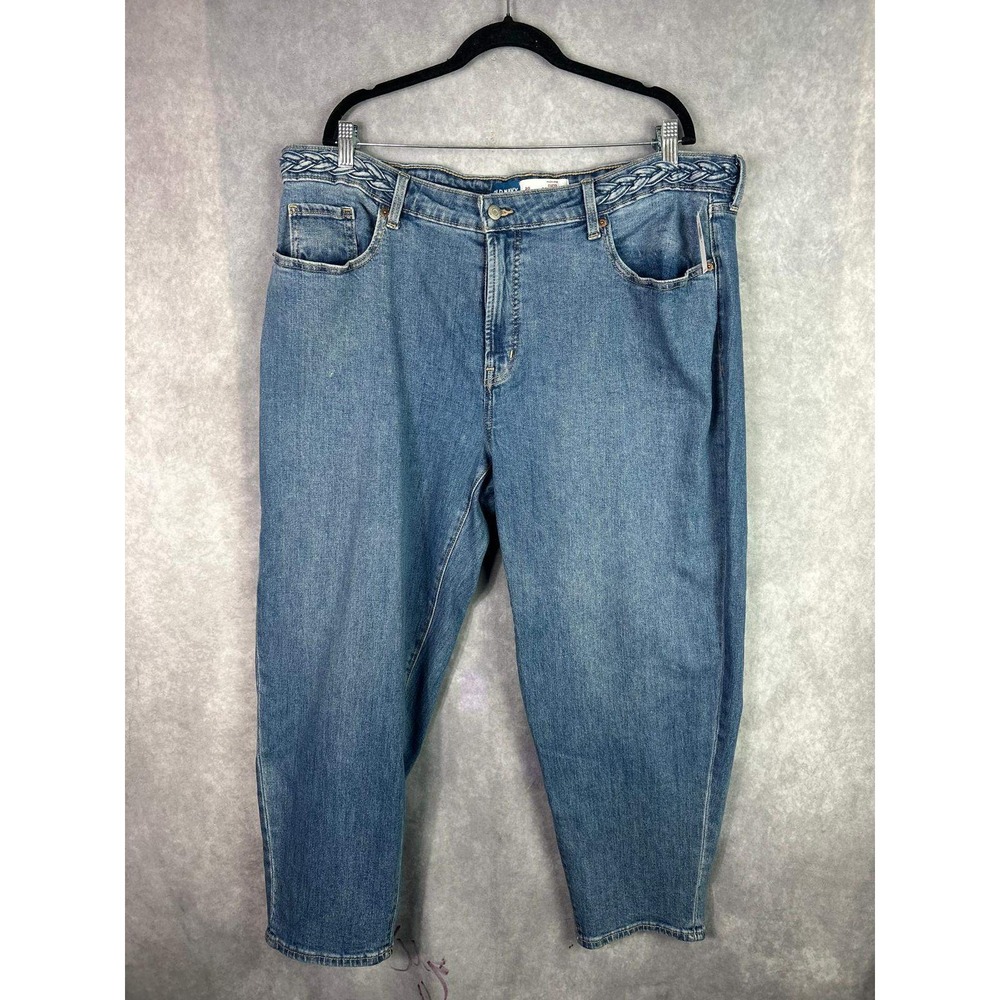Old Navy Womens Plus Size 20 Blue Denim‎ High Rise Braided Waist Jeans